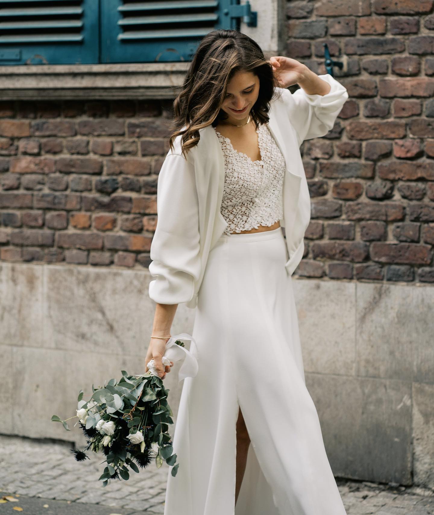 Maxi White Dress and Lace Top with White Cardigan