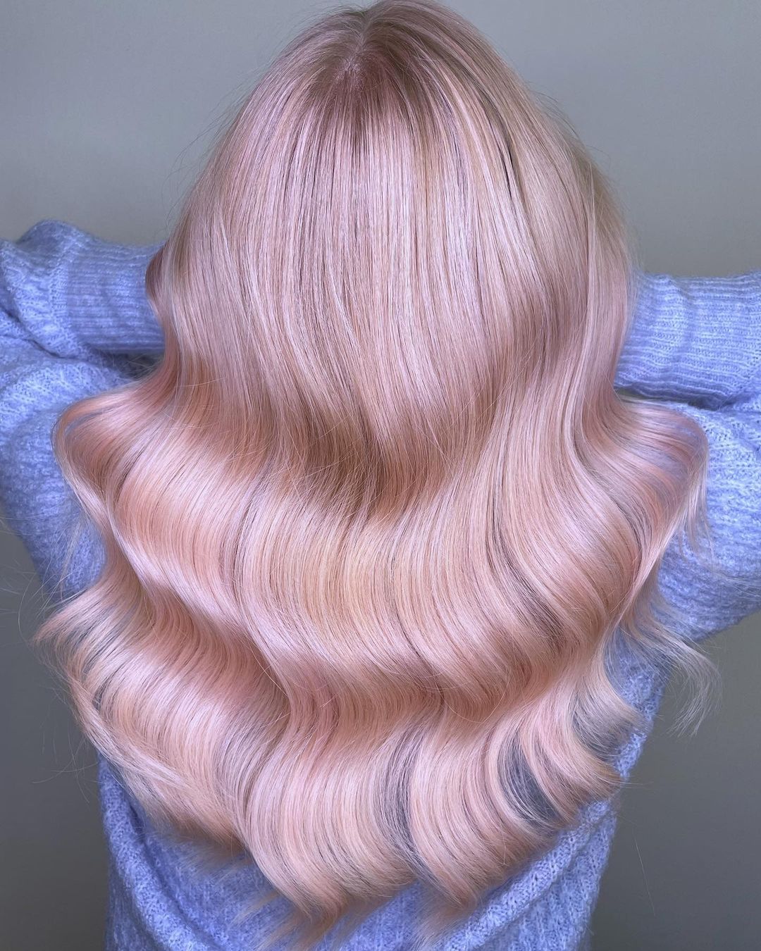 Platinum Blonde with Pink Tones on Long Hair