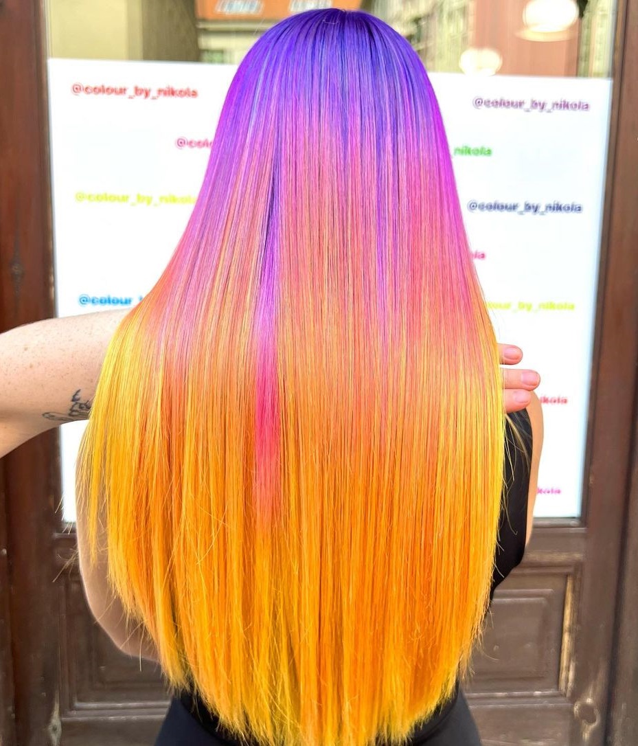 Purple to Yellow Ombre Hair