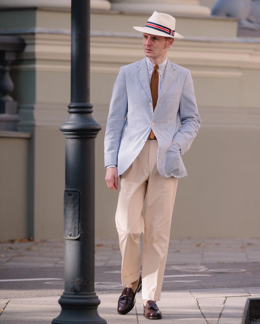 White Summer Cuffed Suit Pants for Men