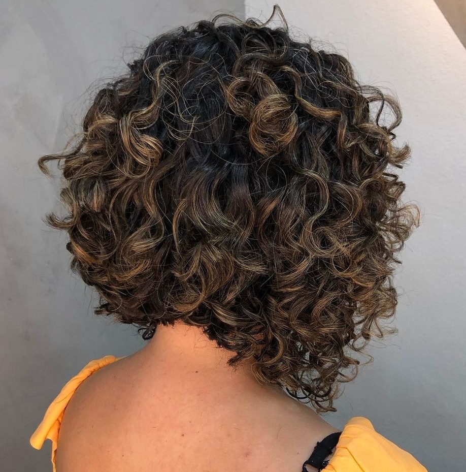 Curly A-line Bob on Dark Hair