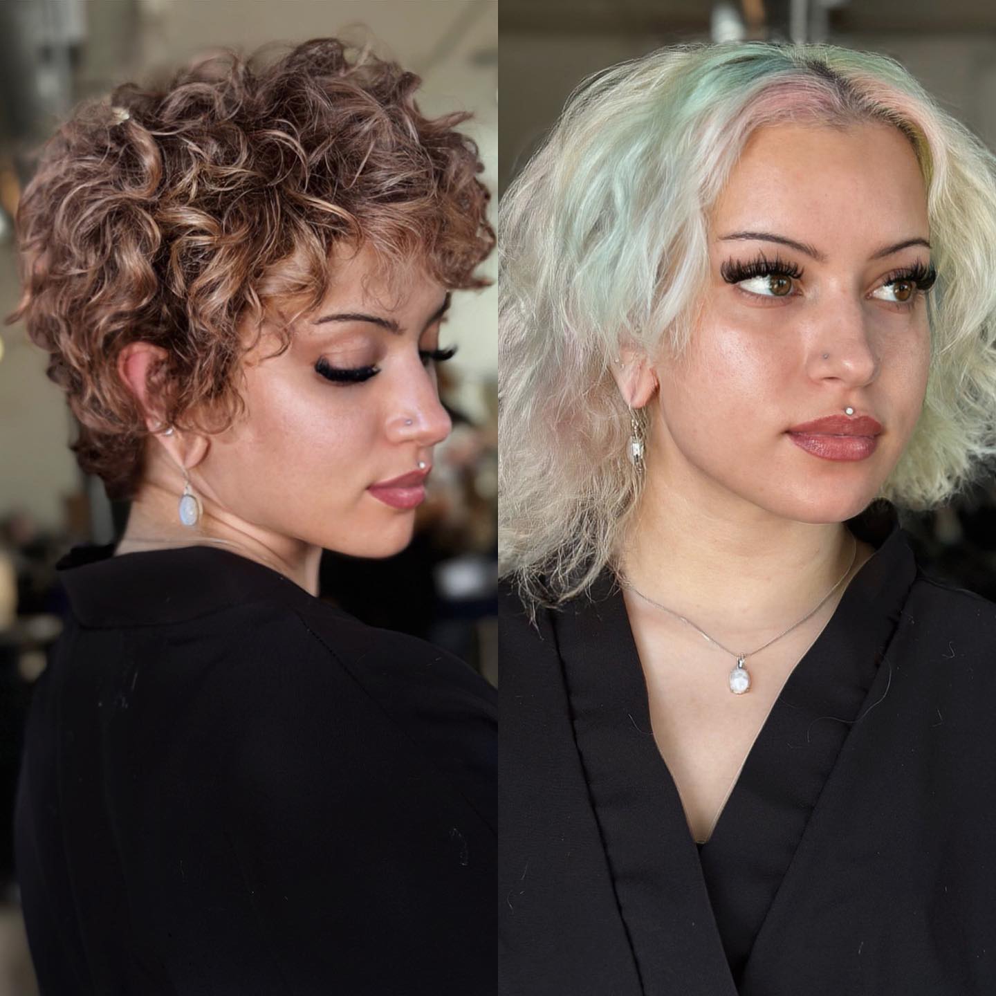 Curly Pixie Cut with Highlights on Thin Hair