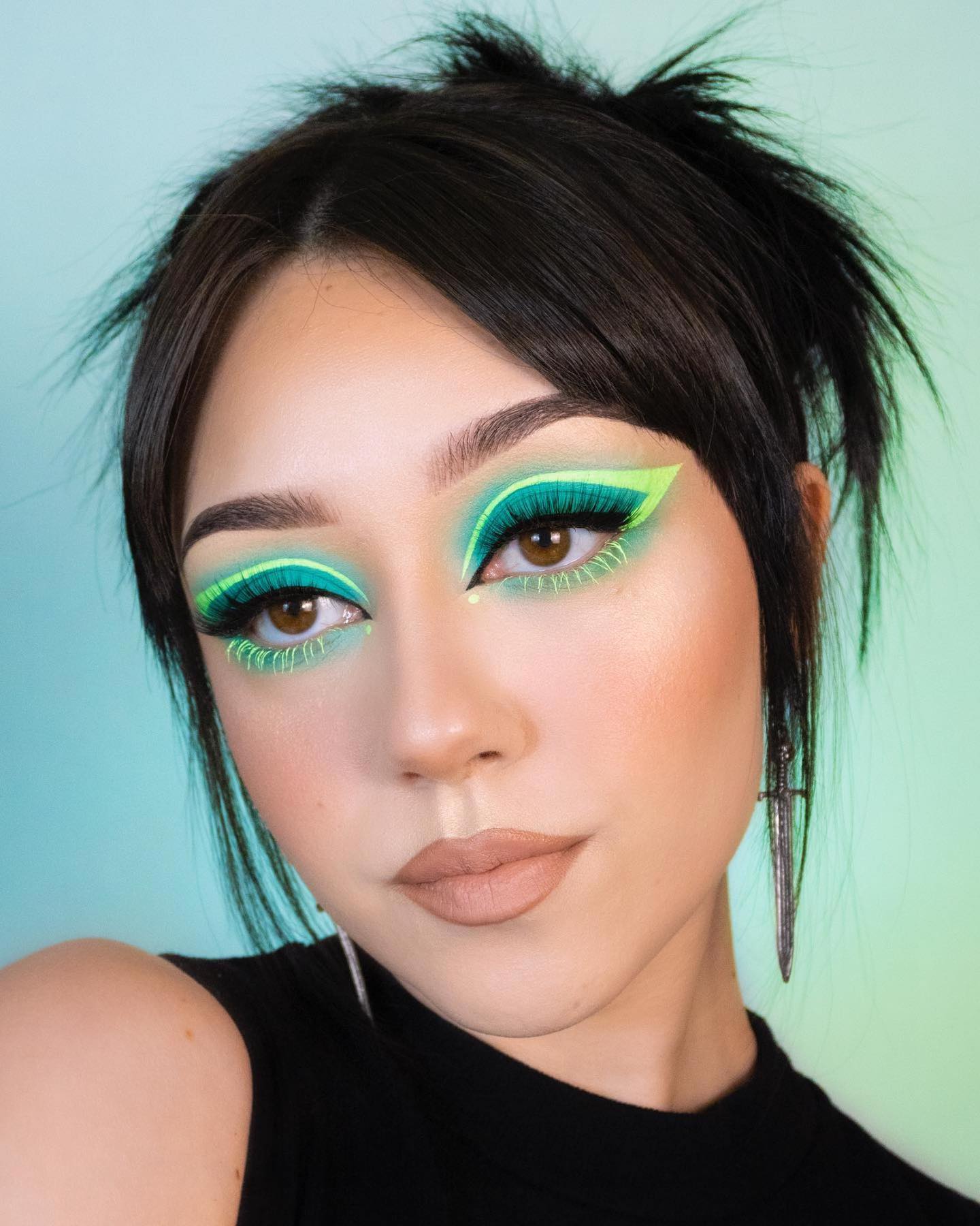 Green Eyeshadow with Green Mascara Makeup