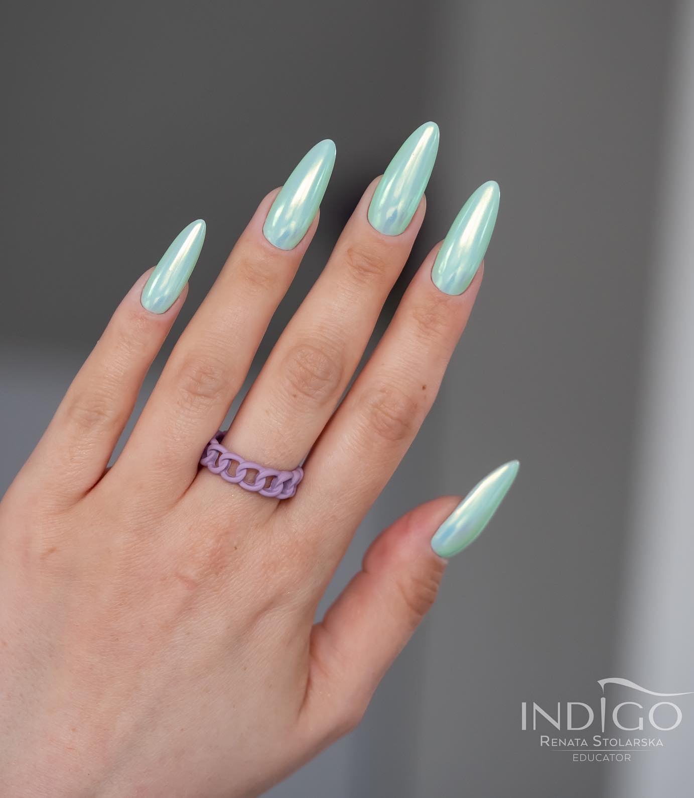 Light Blue Chrome Nails