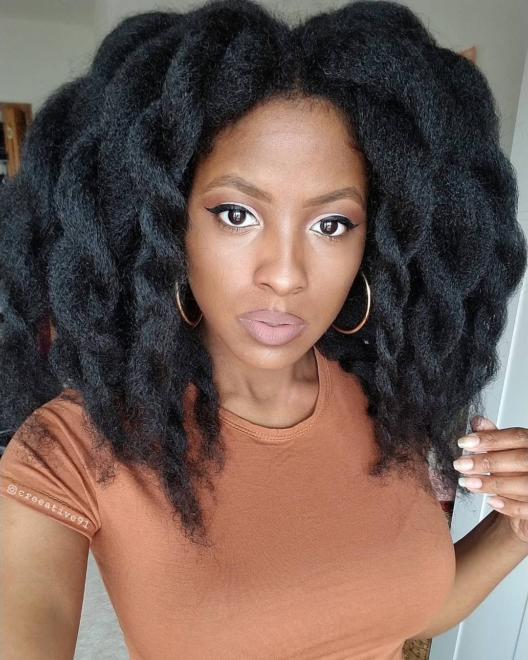Loose Twisted Hairstyle on Long Black Hair
