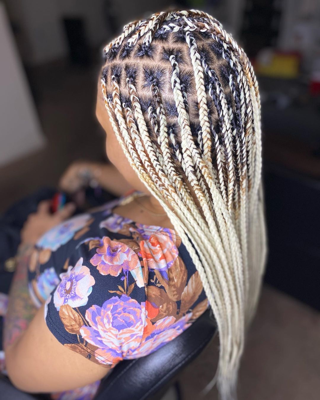 Cool Platinum Blonde Knotless Braids