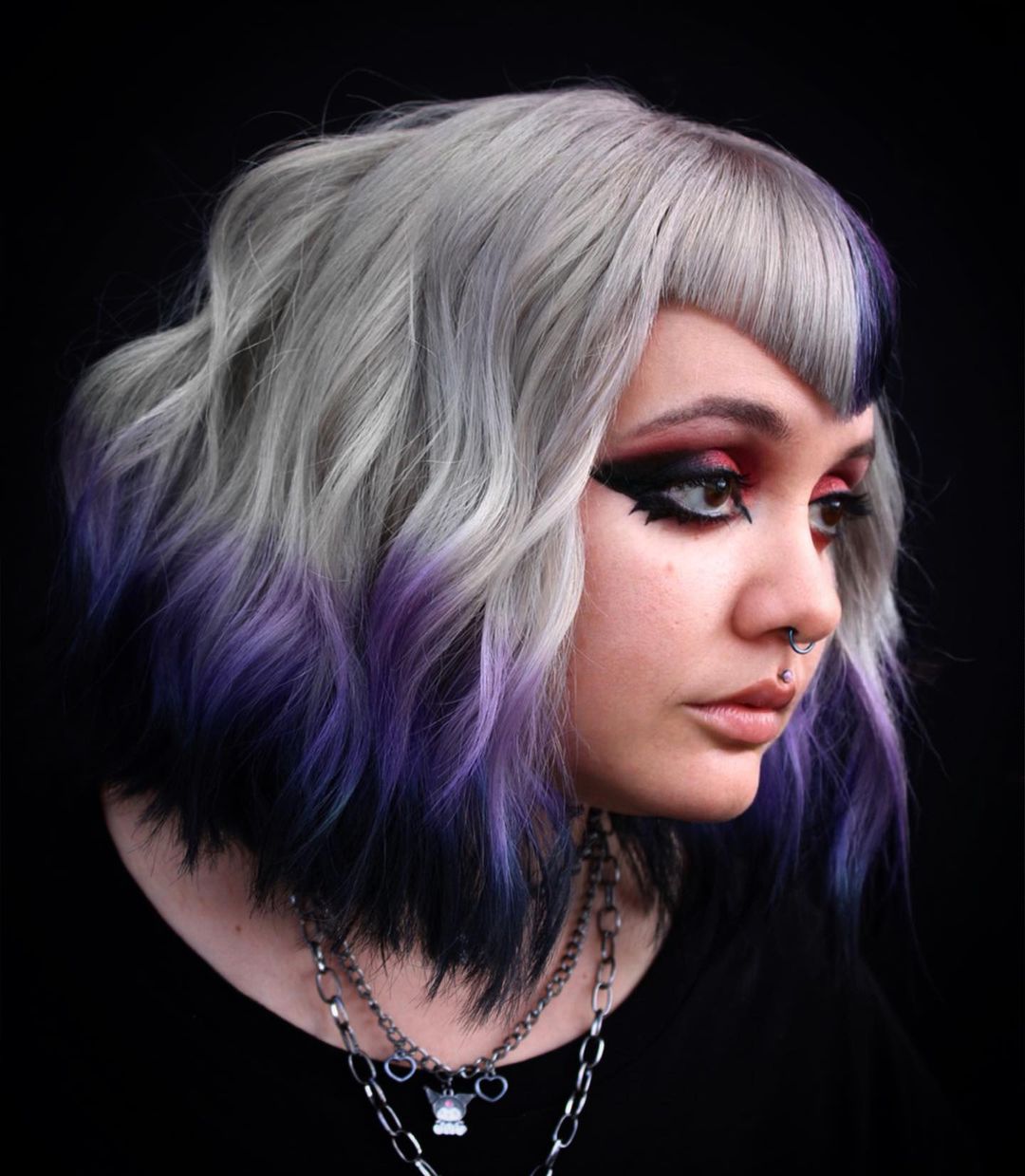 Purple Ombre on Short Platinum Blonde