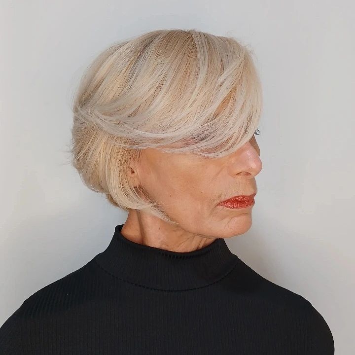 Short Blonde Cut With Bang for Women Over 60