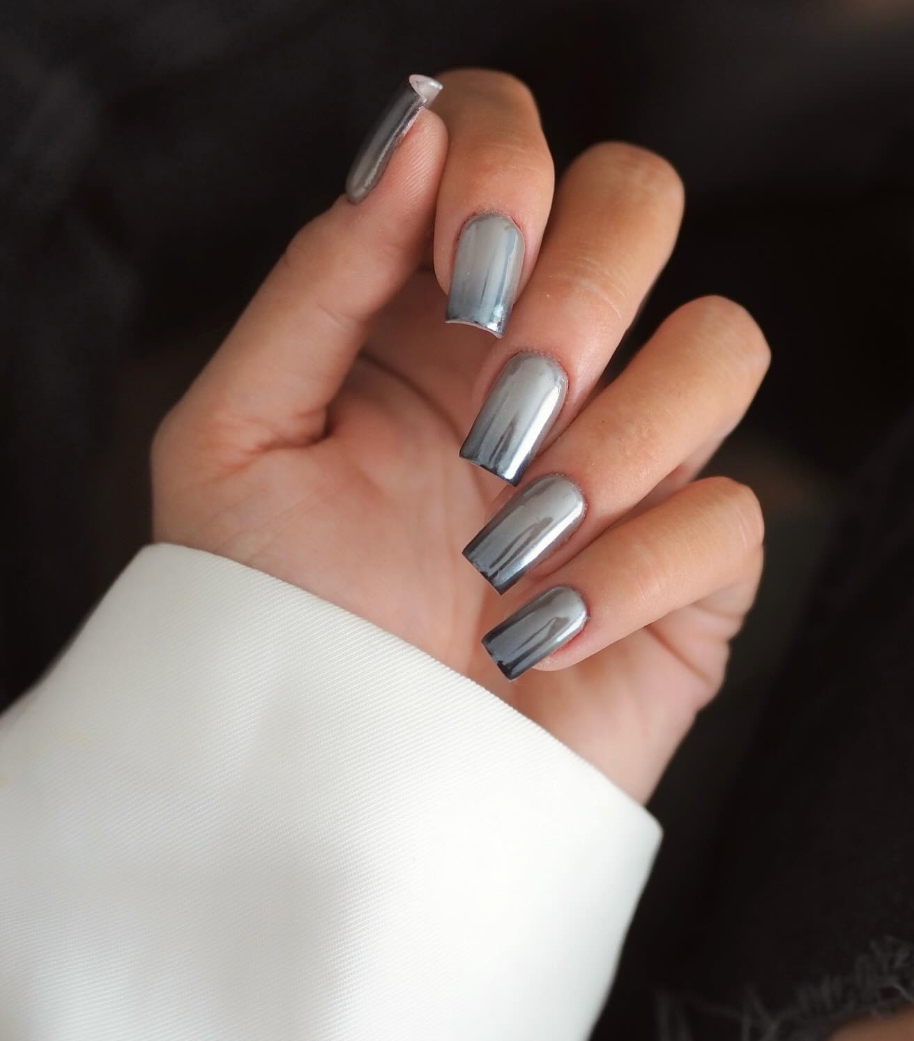 Short Square Chrome Ombre Nails