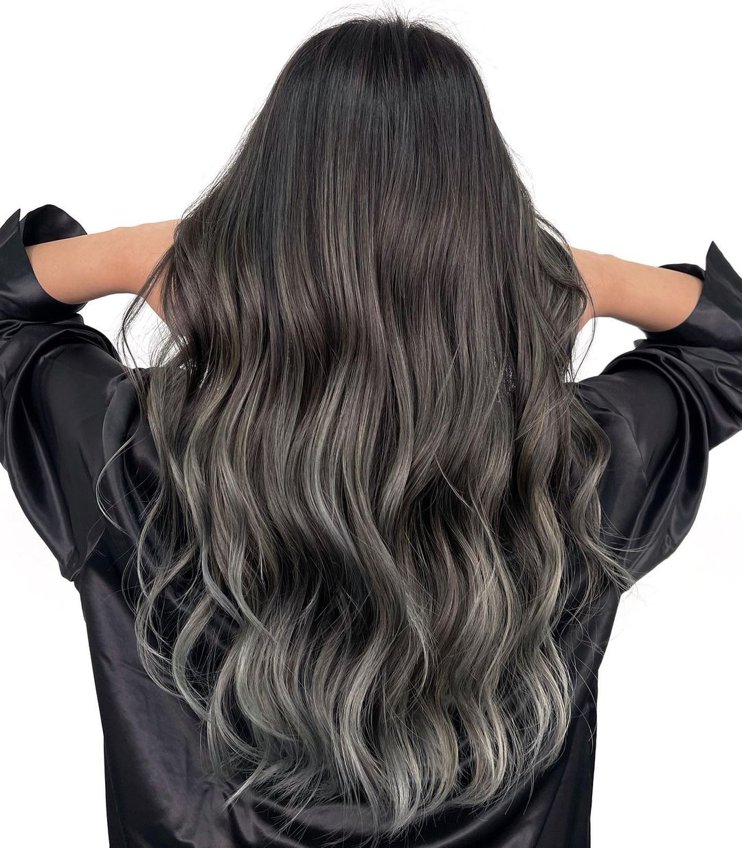 Black Long Hair with Ash Brown Ends