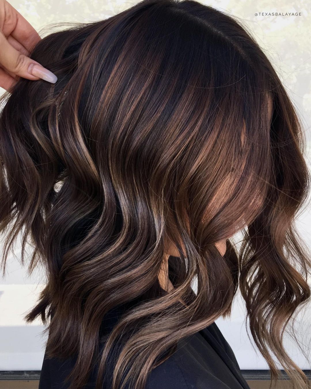 Caramel Mocha Balayage on Medium Dark Brown Hair