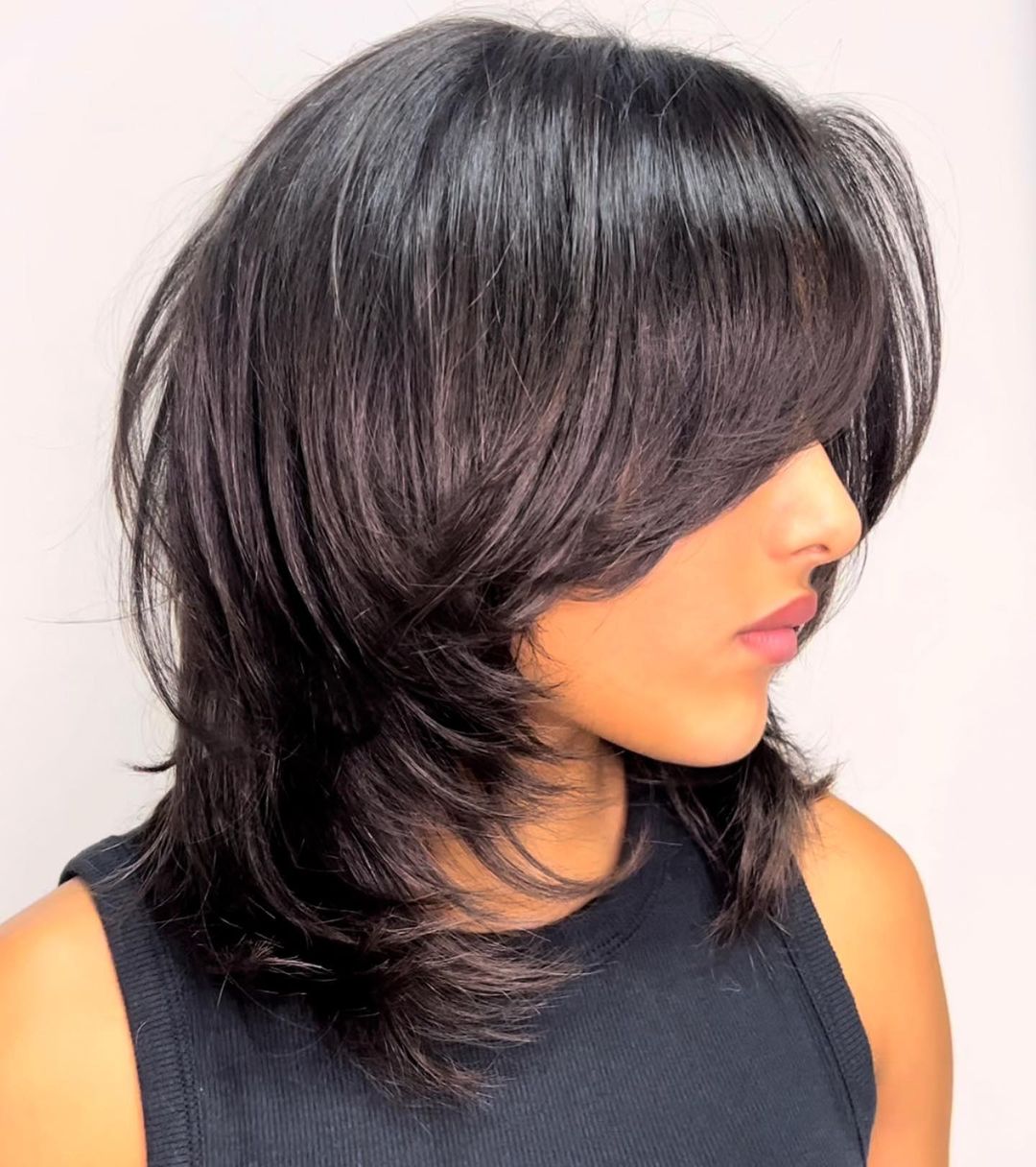 Feathery Cut on Thick Black Hair