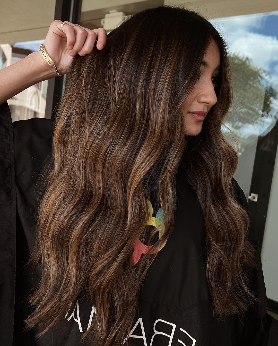 Long Brown Hair with Chestnut Balayage