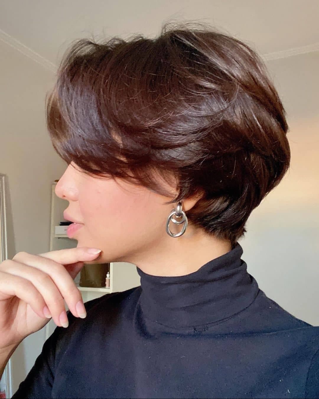 Edgy Pixie Bob Cut on Brown Hair