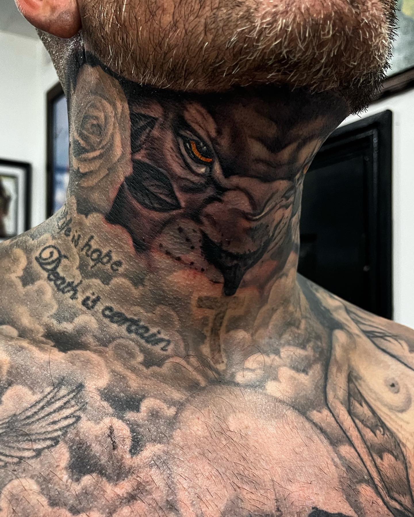 Lion Tattoo on Neck