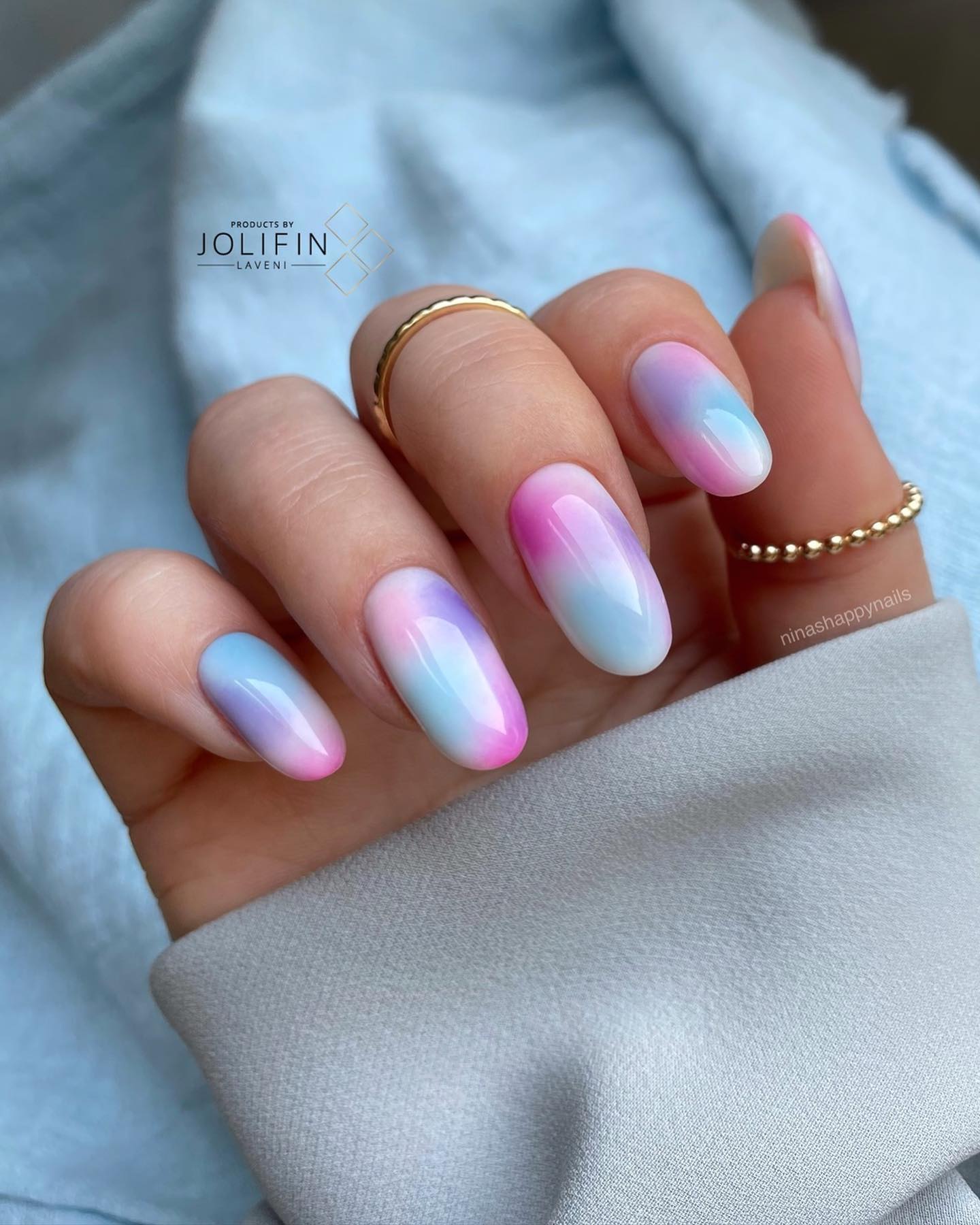 Pastel and Neon Ombre on Oval Nails