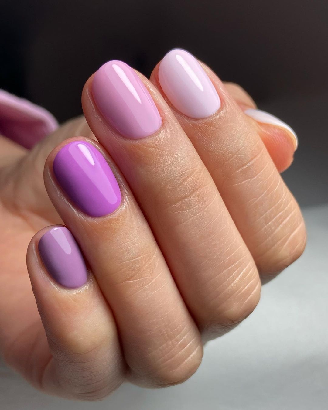 Short Pink and Purple Nails