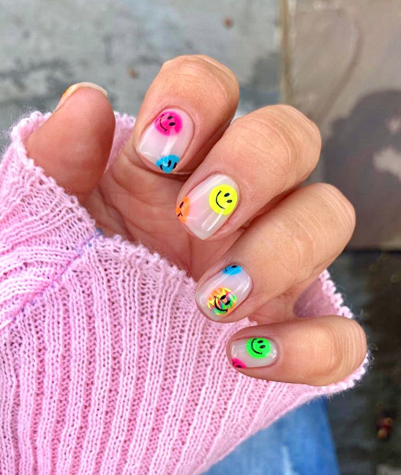 Short Smiley Face Nails