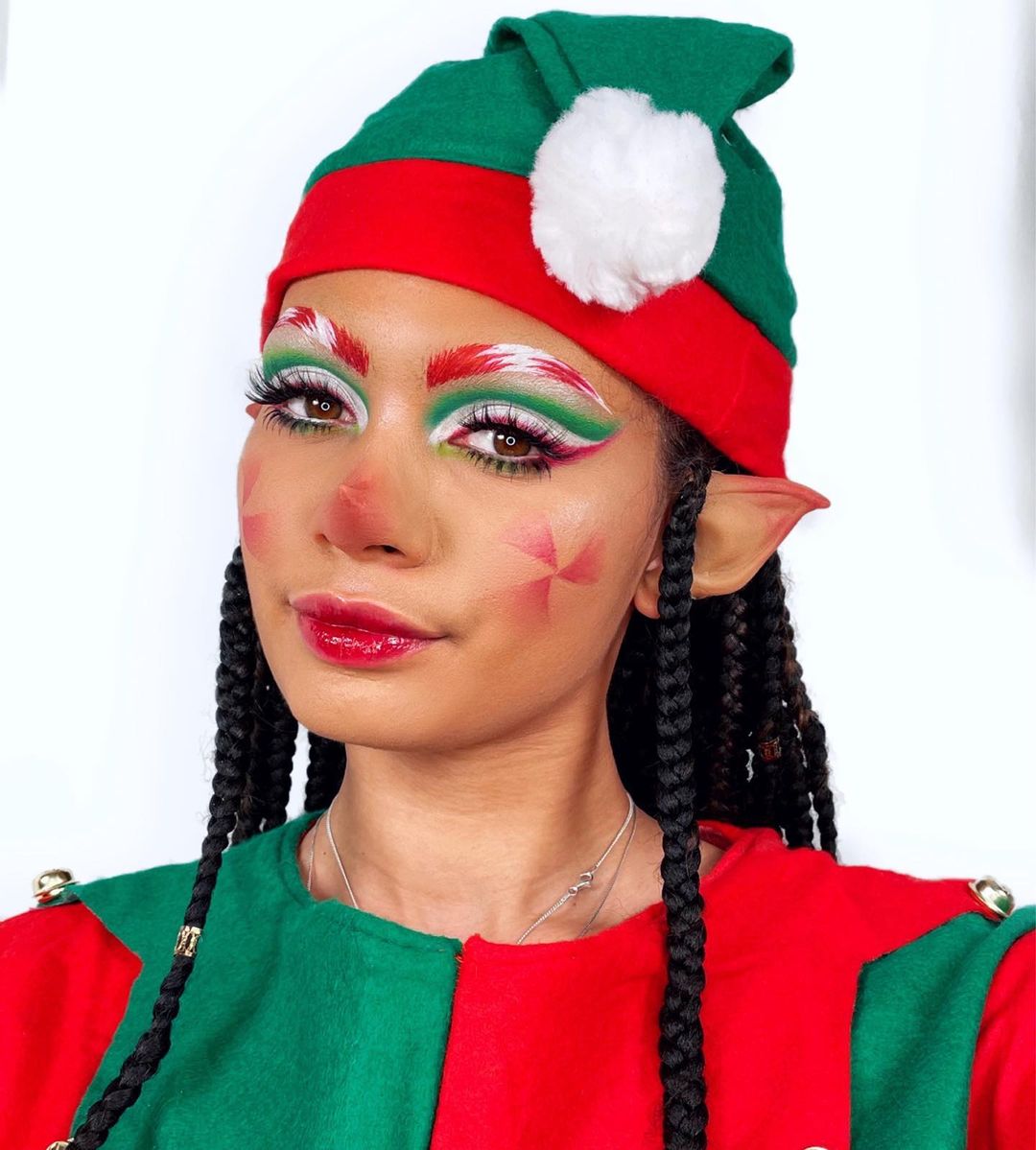 Adorável maquiagem de duende de Natal