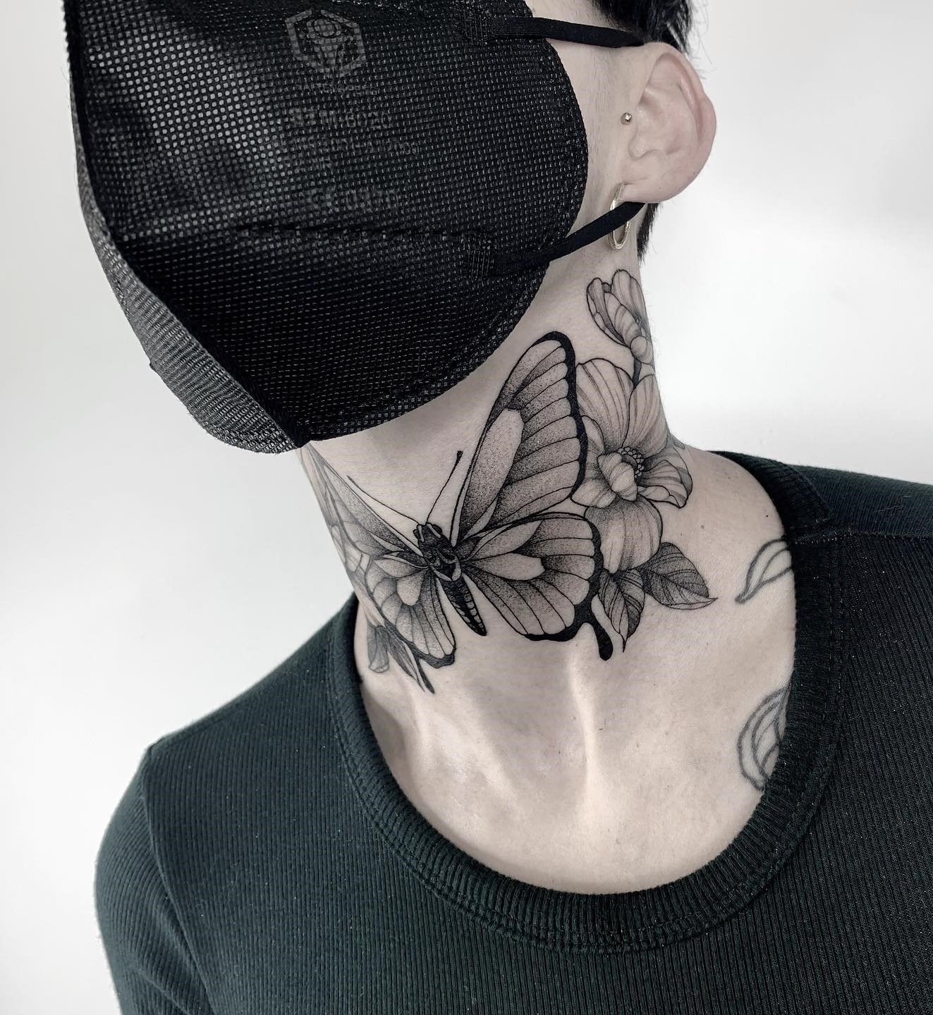 Butterfly Tattoos On Side Of Neck