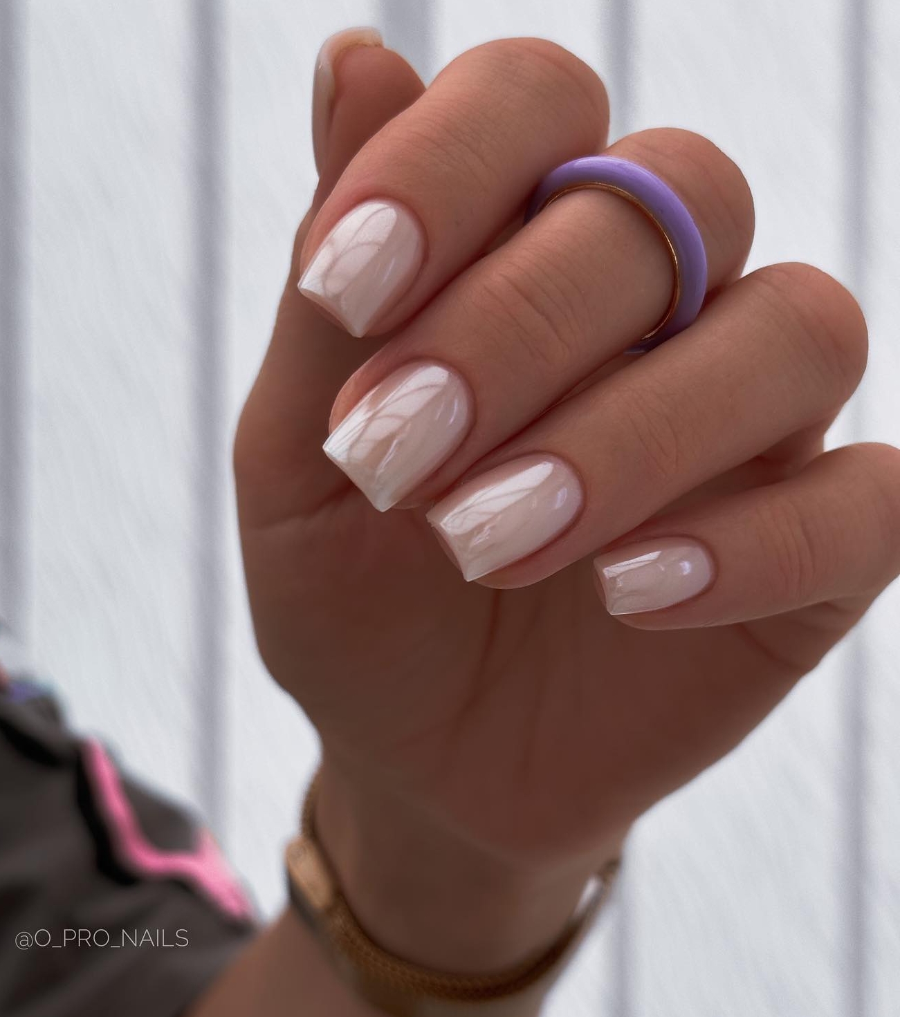 Short Square White Chrome Nails