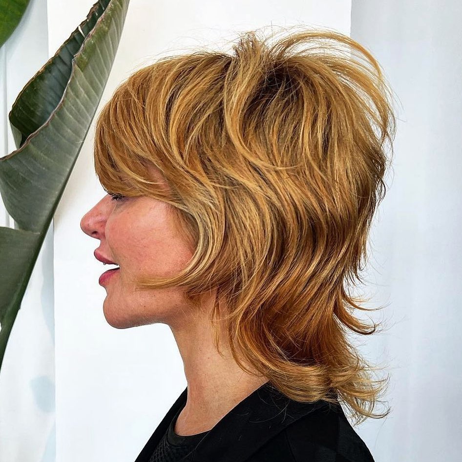 Textured Mullet Haircut on Copper Hair