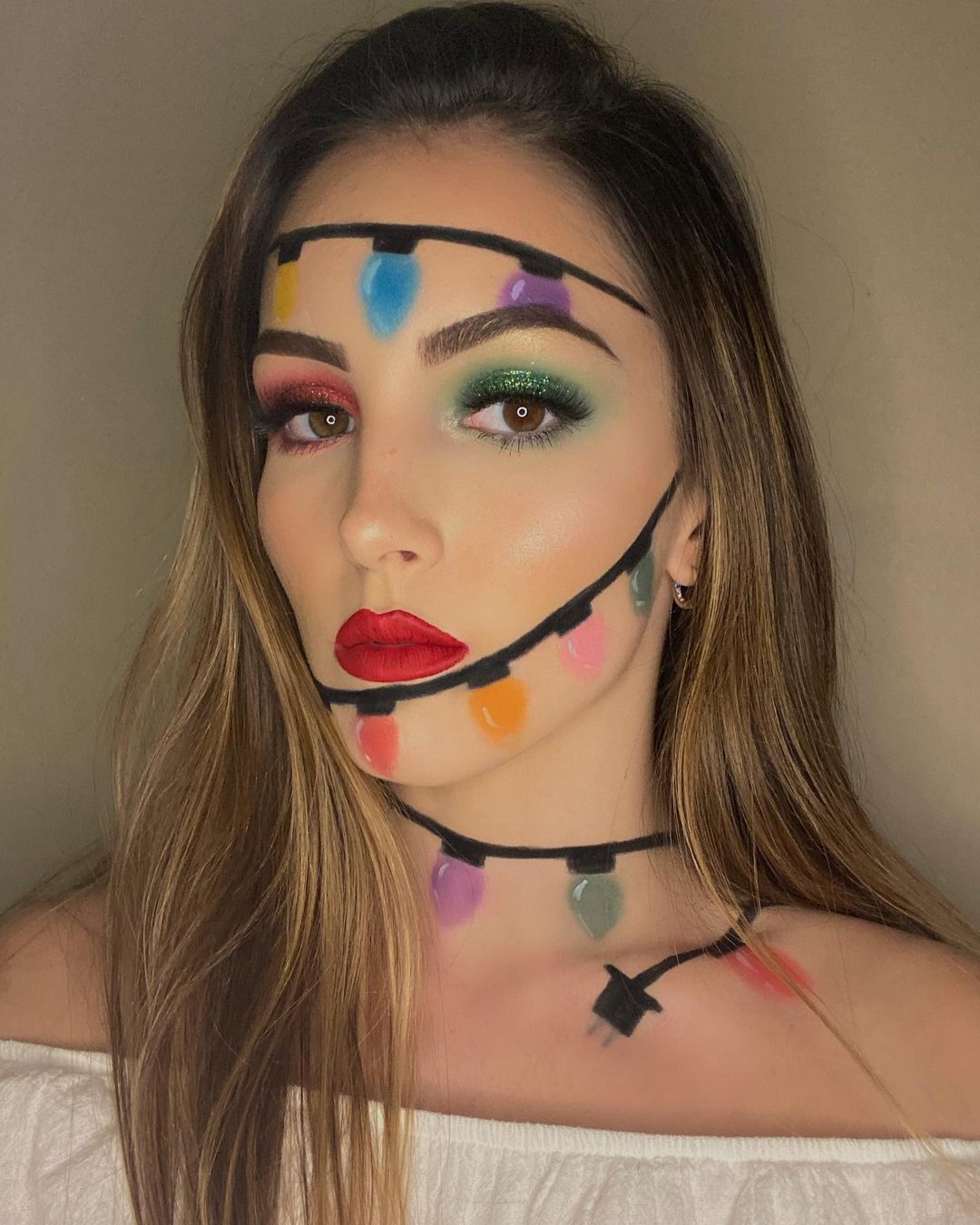 Christmas Lights Makeup for the Full Face