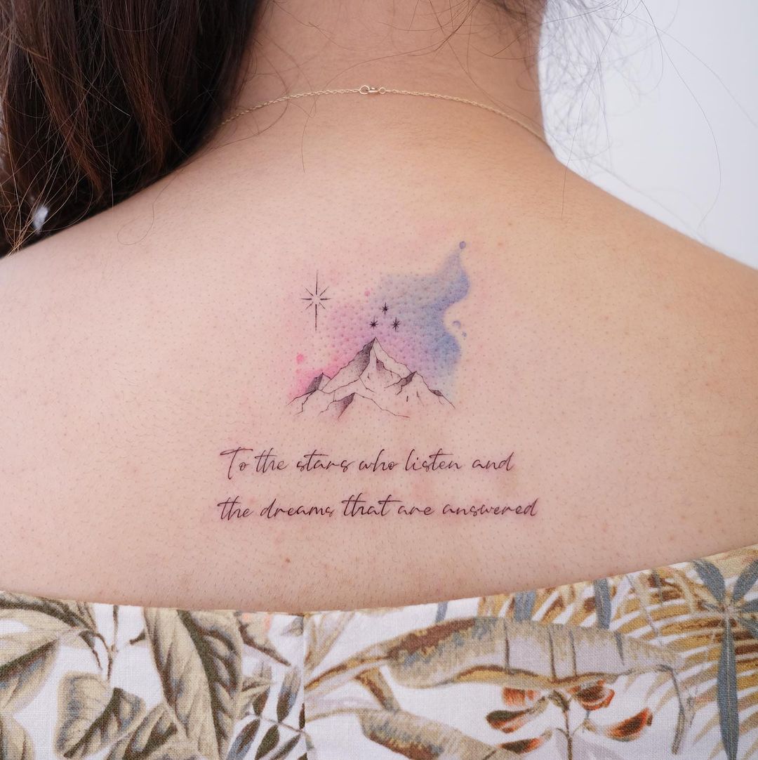 Color Quote Tattoo on Back for Women