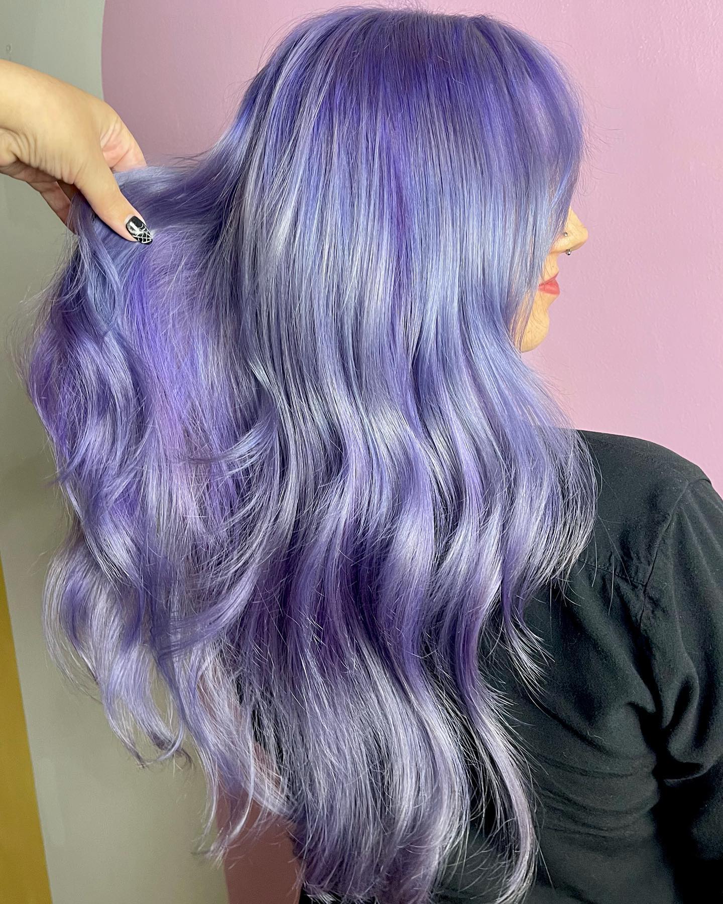 Light Lavender Color on Long Straight Hair