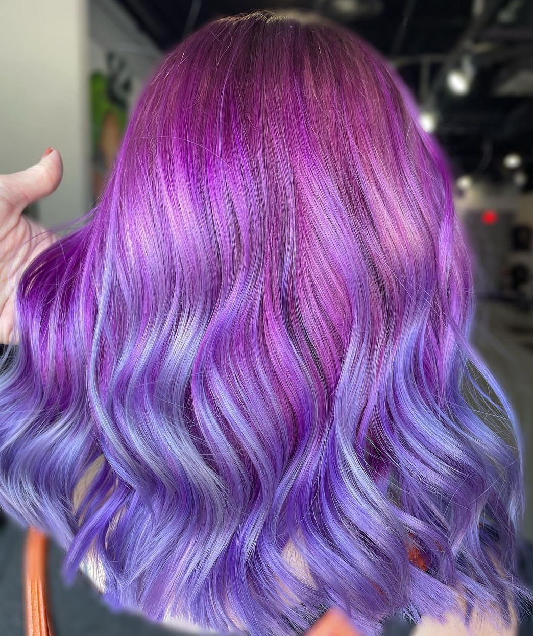 Lilac Ombre on Shoulder Length Hair