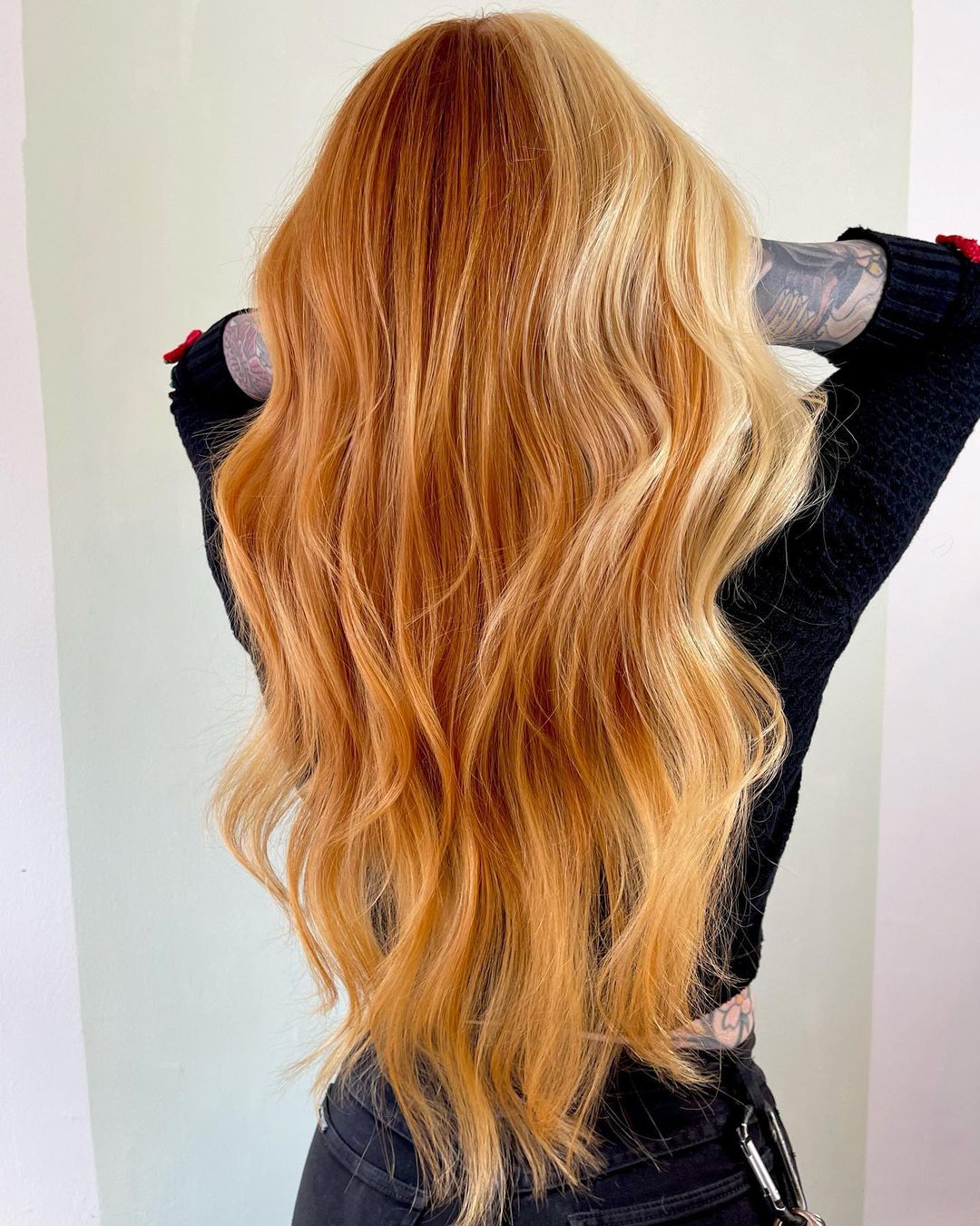 Marigold Blonde Color on Long Straight Hair