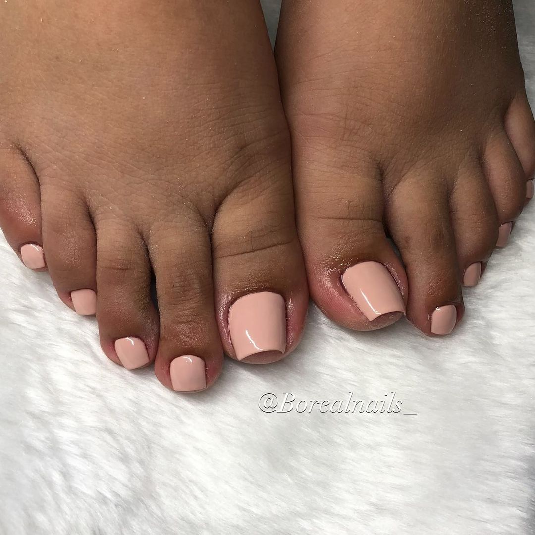 Beautiful nude toenail design