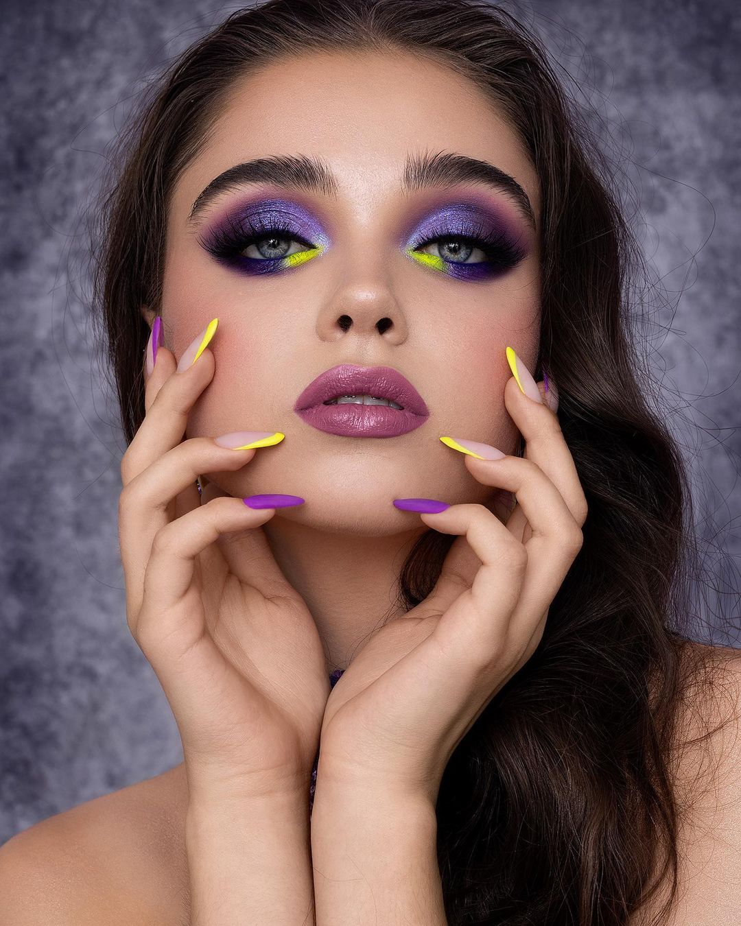 Purple and Yellow Eye Makeup Combination