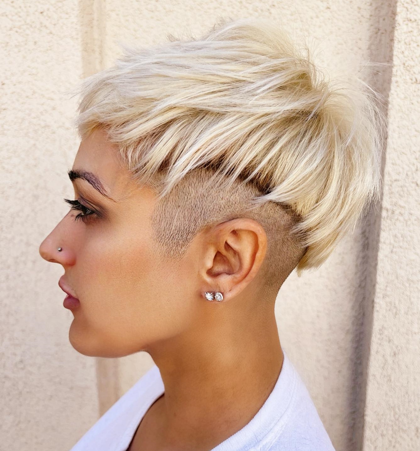Short Blonde Pixie Cut with Shaved Sides