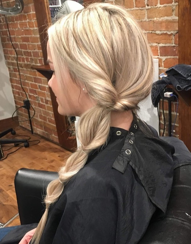 Side Bubble Braids on Blonde Hair