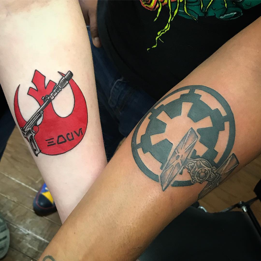 Star Wars Couple Tattoo Design Adhering To Pop Culture