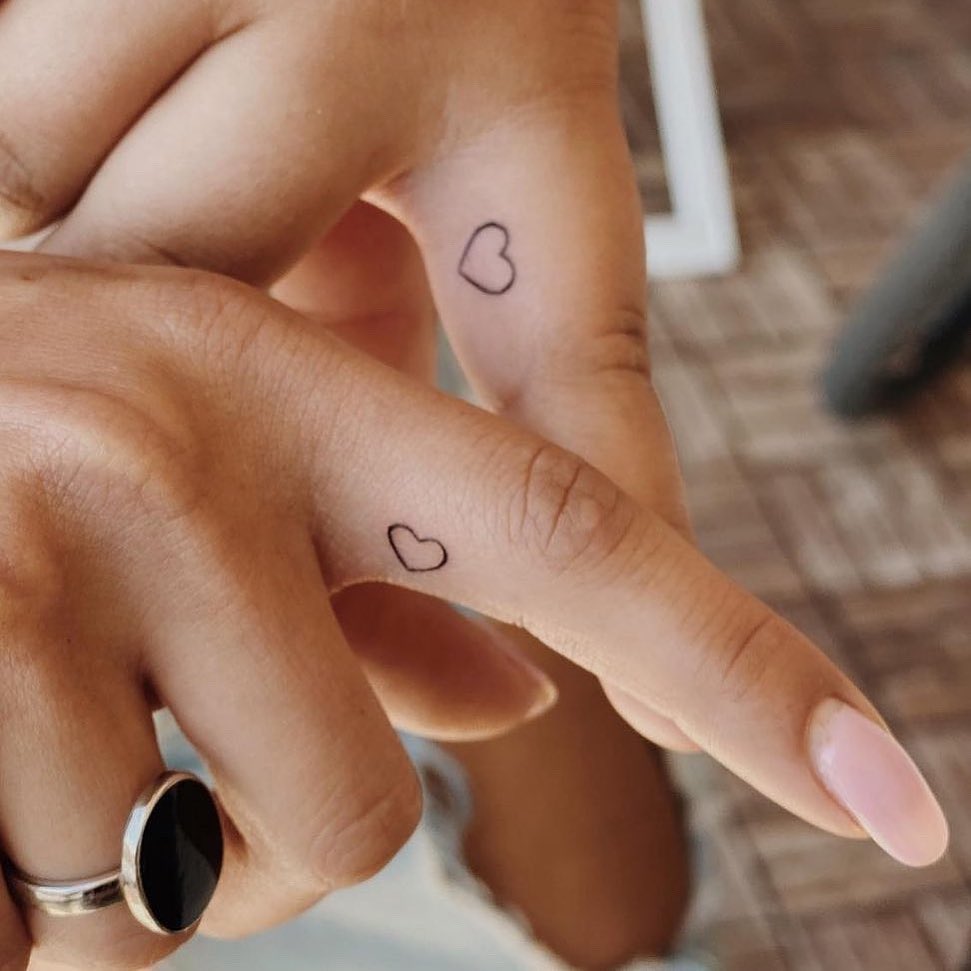 Tiny Heart Temporary Tattoo on Finger