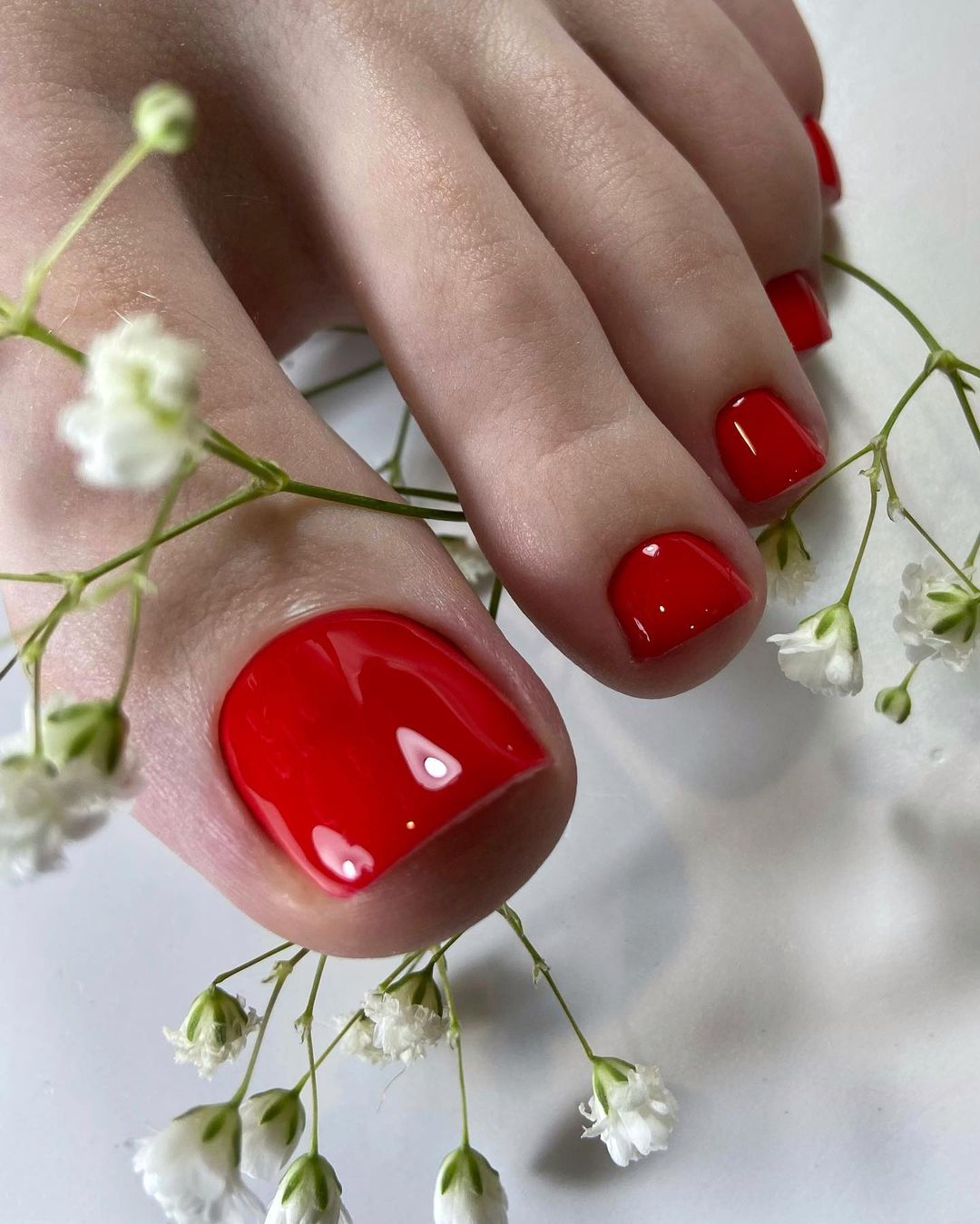 Classy Glossy Red Pedicure