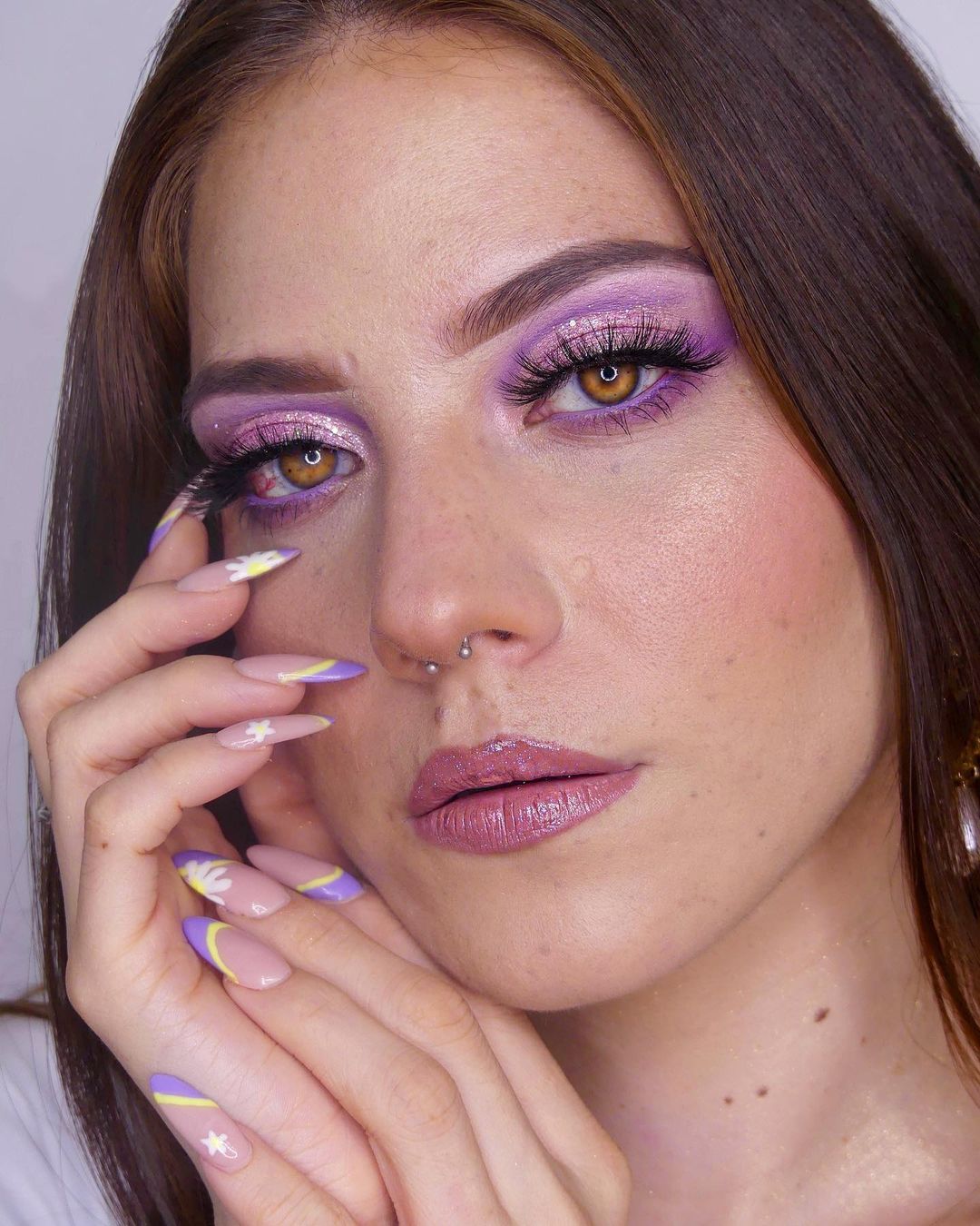 Lilac Eye Makeup with Glitter