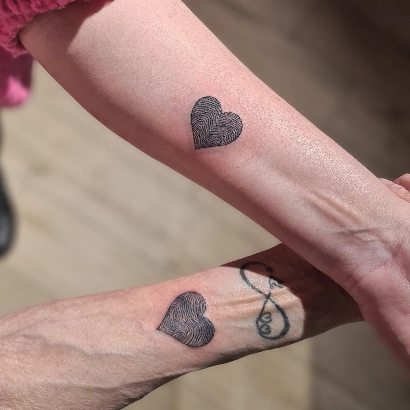 Matching Heart Tattoos for Mom and Daughter