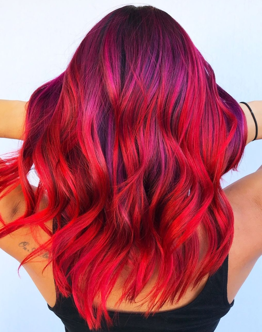 Medium Length Red and Purple Hair Color