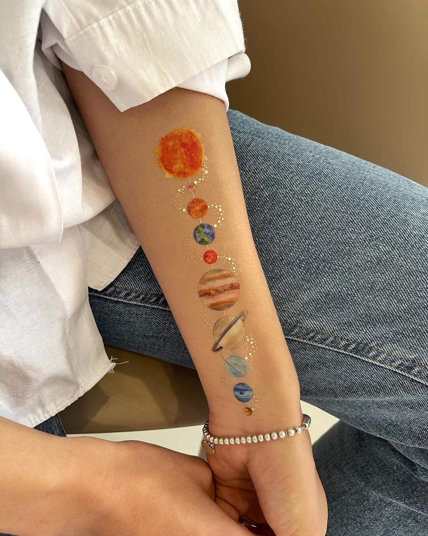 Planets Temporary Tattoo on Arm
