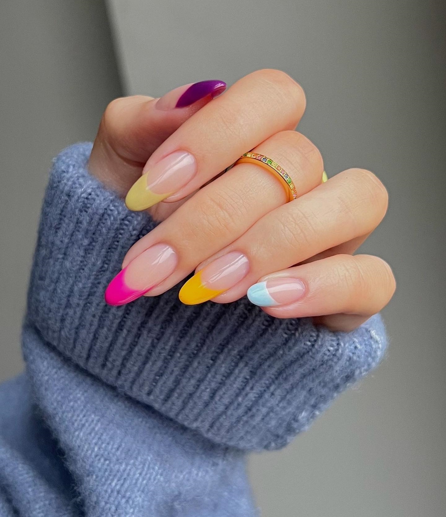 Rainbow French Design Nails