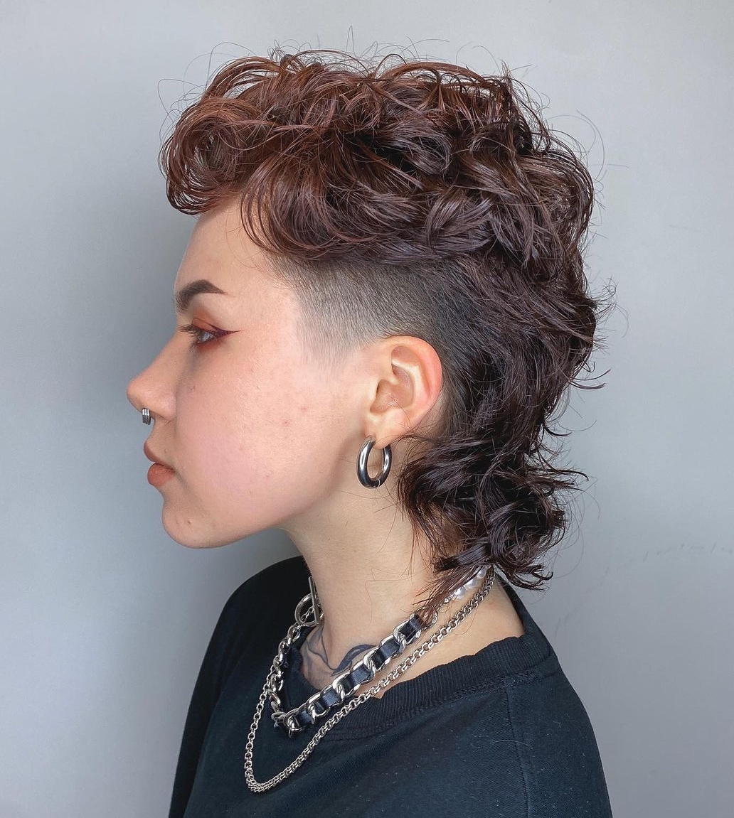 Wolf Cut with Side Undercut on Curly Dark Hair