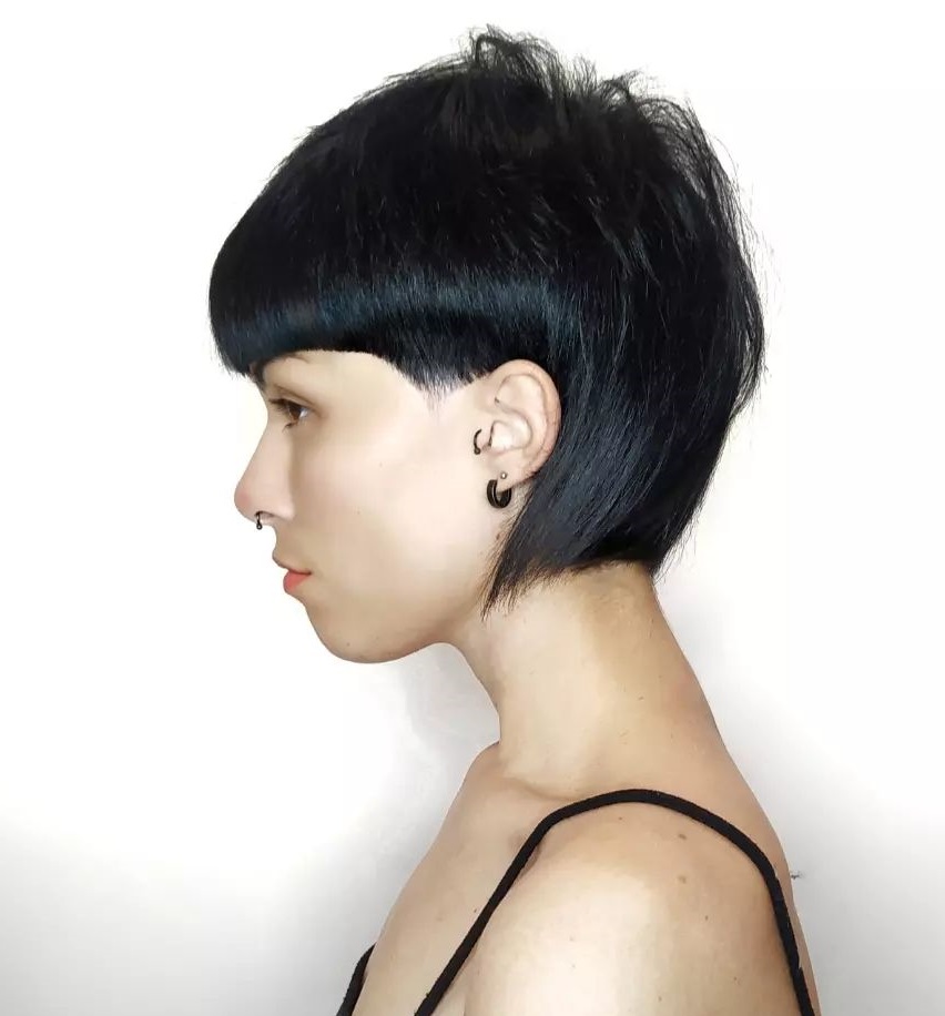 Bowl and Bob Cut Combo on Dark Hair