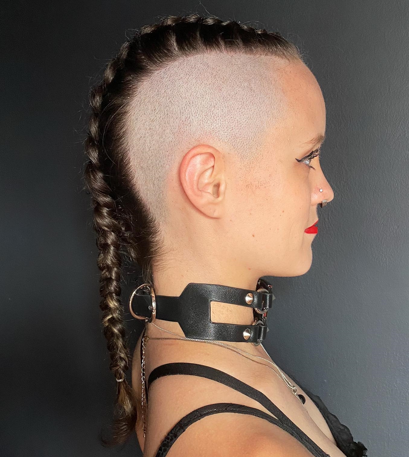 Braided Hair with Disconnected Side Shaved Undercut