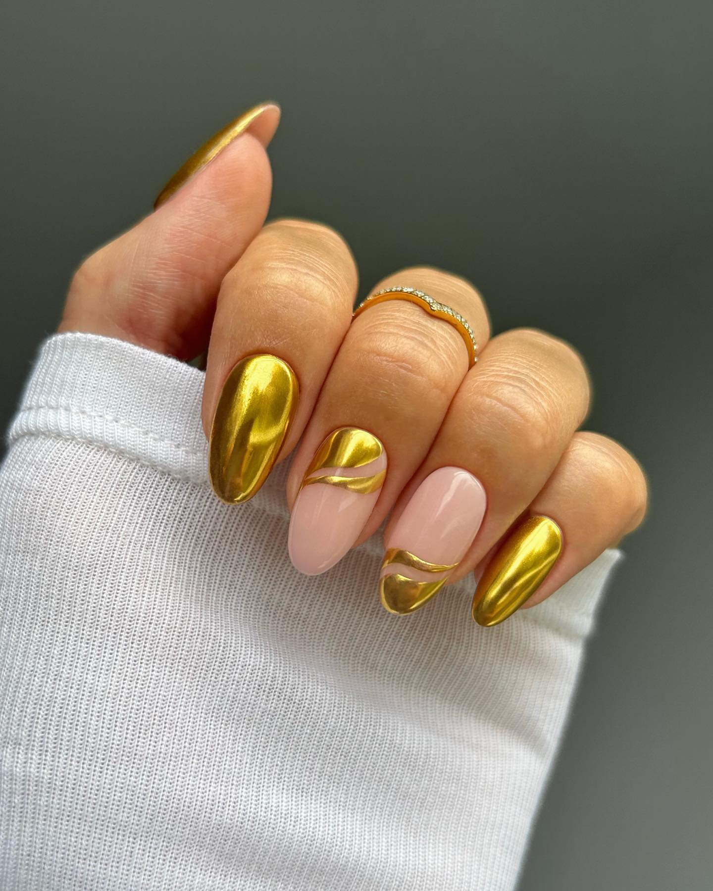 Gold Chrome Oval Nails