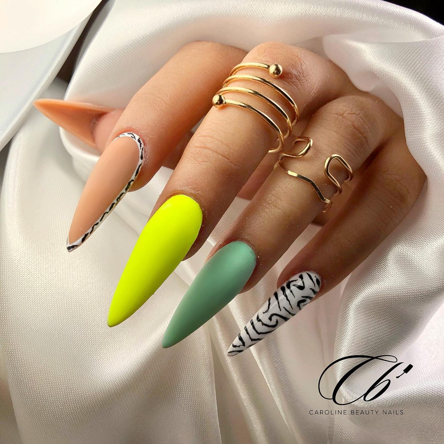 Long Bright Matte Stiletto Nails