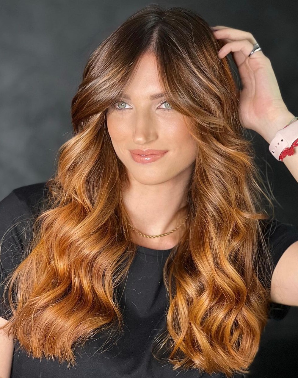 Long Brown to Copper Ombre Hair