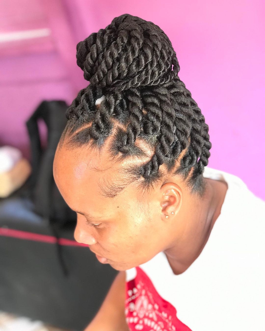 High Twist Bun on Black Hair